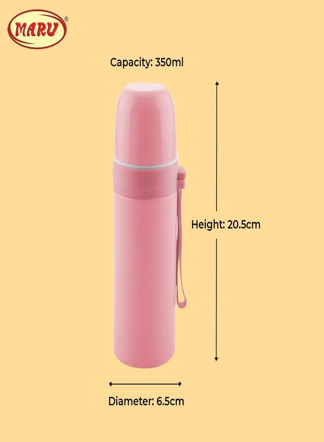 مارو ترمس مارو المعزول المصنوع من الفولاذ المقاوم للصدأ | ترمس معزول بجدار مزدوج لحفظ المشروبات الساخنة والباردة | زجاجة ماء ساخن للمكتب (350 مل، وردي فاتح) - Image 5